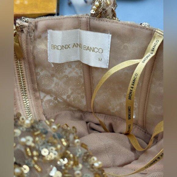 🆕 BRONX & BANCO 🧿 NWOT Allegra Gold Sequin & Beaded Maxi Dress, Sz M US 6 - Picture 15 of 16